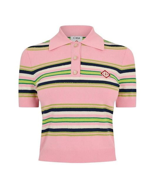 Casablanca Pink Fitted Short Sleeve Polo Shirt