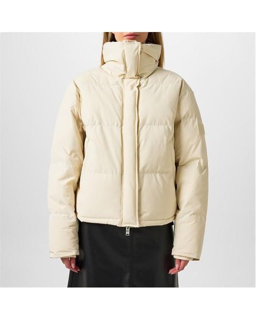 DKNY White Crop Puffer Jacket