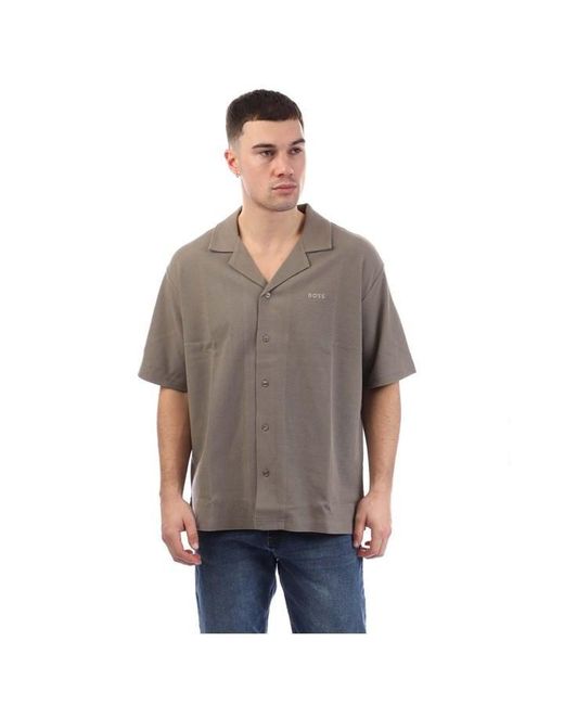 Boss Gray Pe Waffleshirt 10270471 01 Oxford Shirt for men