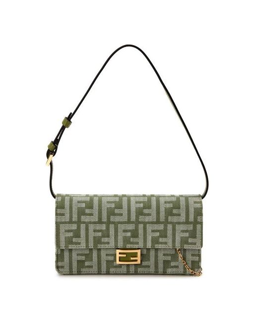 Fendi Green Wallet On Chain Baguette