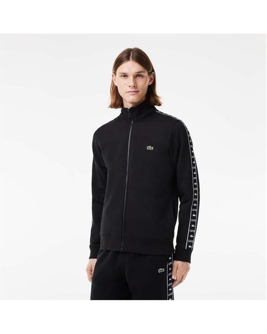 Lacoste Logo Stripe Zip-up Sweatshirt in Black for Men | Lyst UK