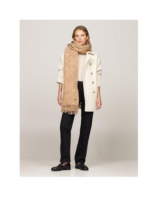 Tommy Hilfiger Natural Th Monogram Wool Scarf