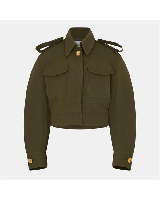 Givenchy Green Cocoon Utility Cotton Cropped Long Sleeve Hybrid Jacket