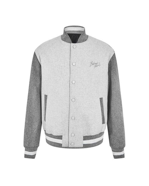 Balmain Gray Signature Varsity Jacket for men