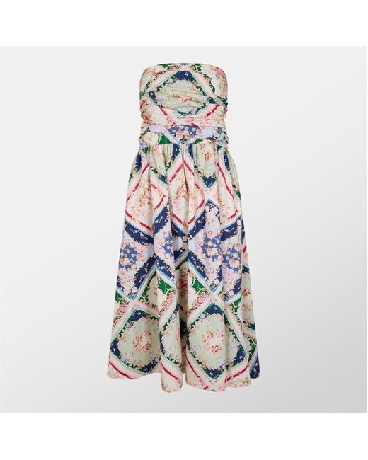 knee length dresses for ladies Abstract Floral Bandeau Felicity Midi Dress