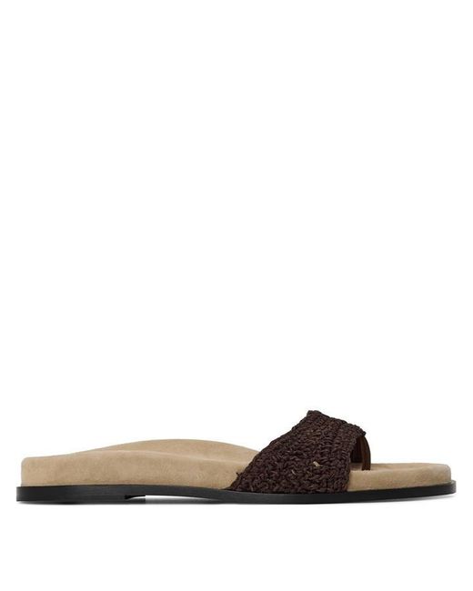 Magda Butrym Brown Crochet Strap Flat Sandals