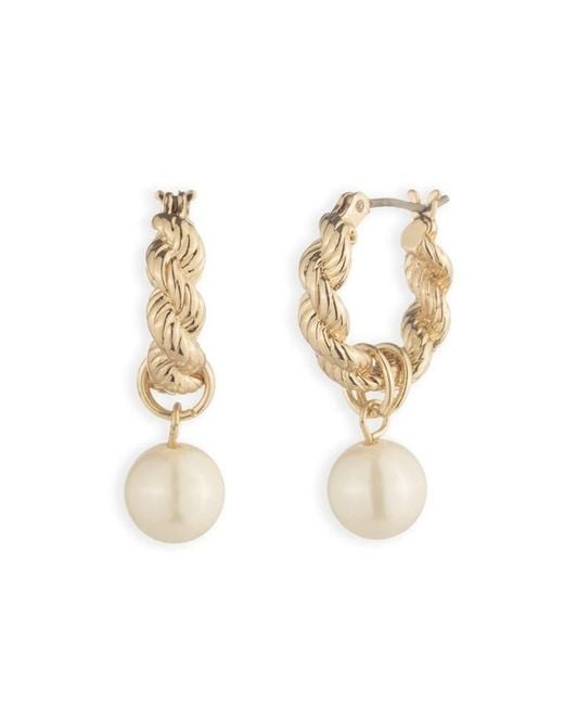 Ralph Lauren Metallic Lauren Ralph Lauren Tone & Faux Pearl Drop Hoop Earrings