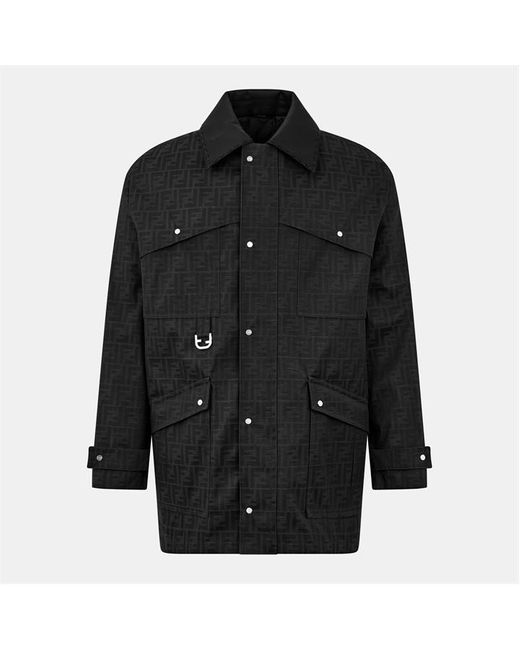 Fendi Black Logo Blouson Long Sleeve Coach Jacket for men