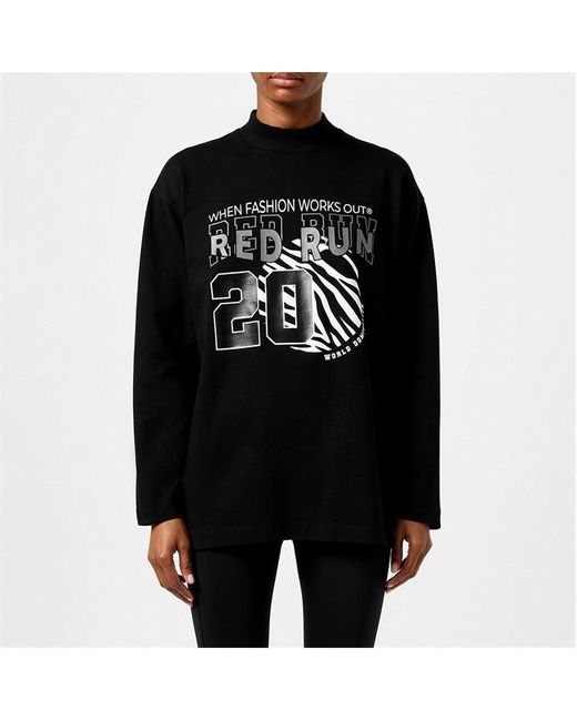 Red Run Black Skater Long Sleeve Top