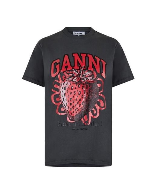Ganni Black Strawberry T-shirt
