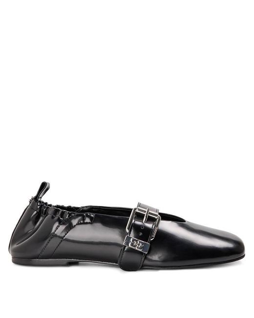 Ganni Black Suede Balloon Box Latex Ballet Pumps