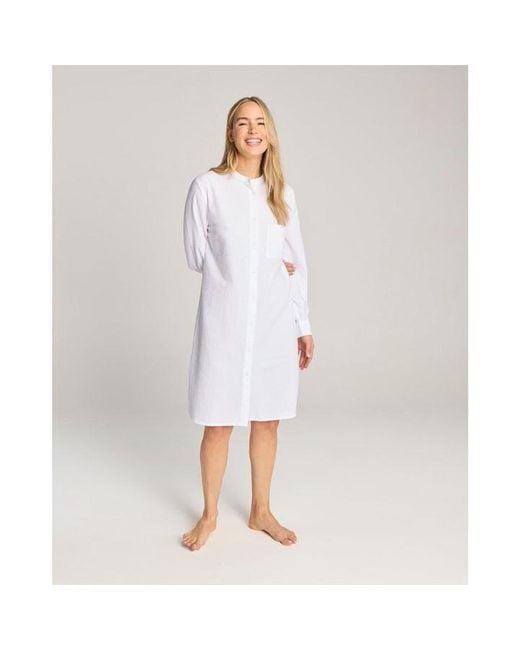 Nudea White Seersucker Shirt Dress