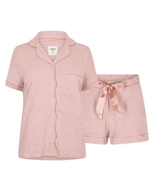 Chelsea Peers Pink Cotton Long Sleeve Pyjama Sets