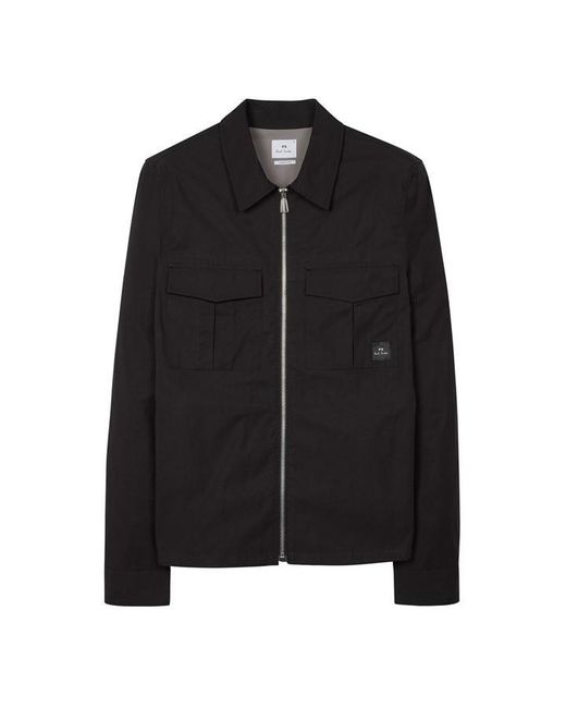 Paul Smith Black Cotton Zip Long Sleeve Overshirt for men