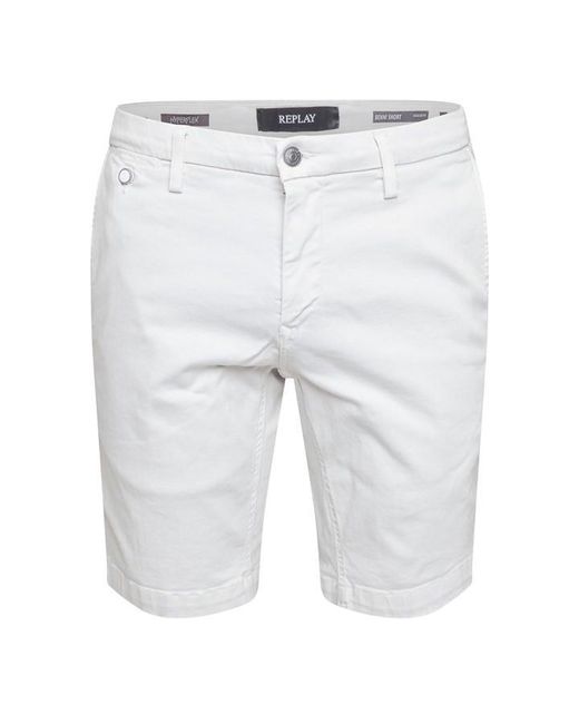Replay White Benni Chino Shorts for men