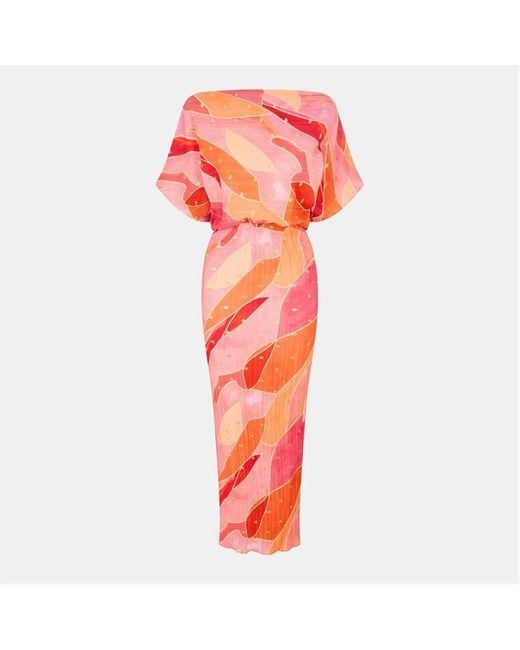 Never Fully Dressed Orange Abstract Tilly Maxi Dress