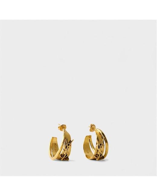 Saint Laurent Metallic Cassandre Hoop Earrings