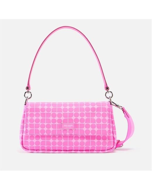 Kate Spade Pink Printed Fabric Convertible Cross Body Bag