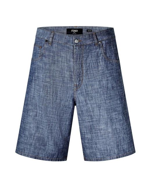 Fendi Blue Woven Tracksuit Shorts for men