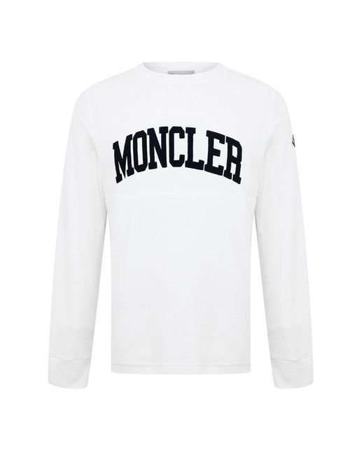 Moncler White Embroidered Logo Sweatshirt for men
