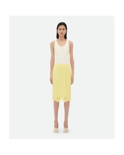 Bottega Veneta Yellow Viscose Midi Skirt