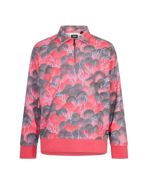 Levi's Pink Levi's Lacoste Lettering Embroidered Collared Neck Long Sleeve Sweatshirt for men