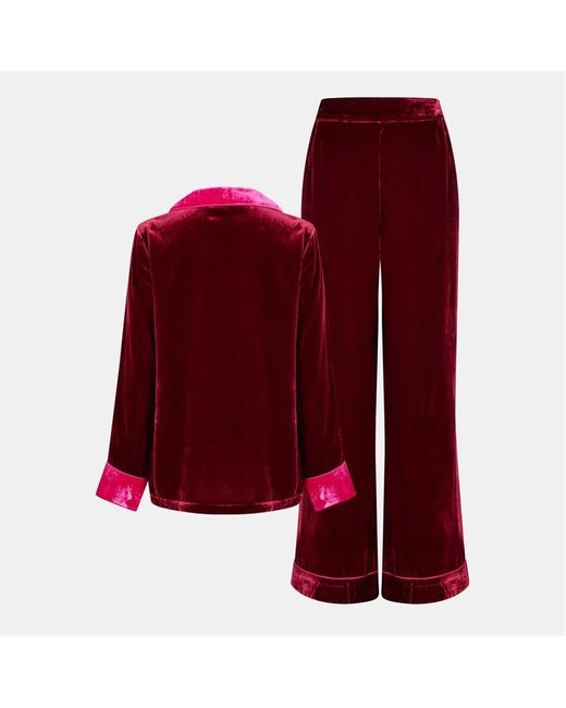 It's 9pm Red Clara Silk Long Sleeve Pyjama Sets