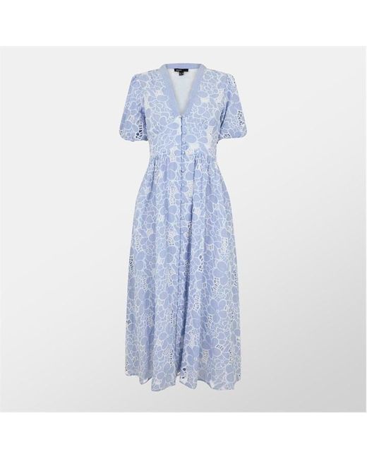Nobody's Child Natural Stripe Floral Embroidered Starlight Midi Dress
