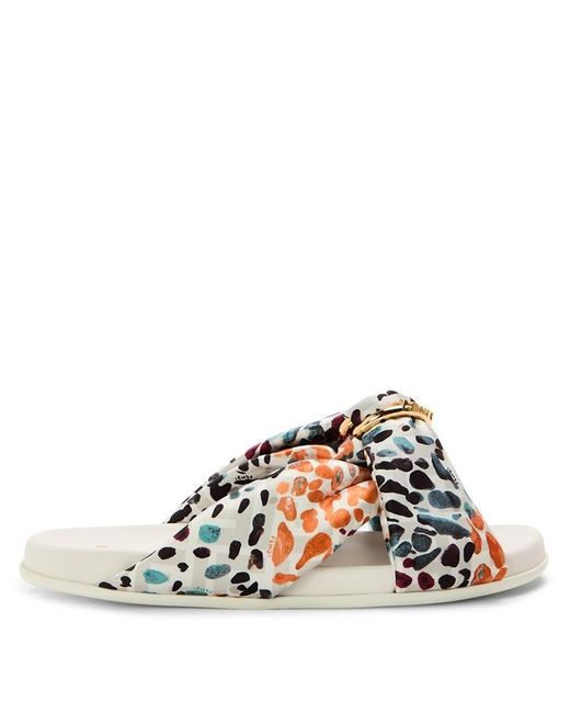 Fendi Blue Ff Satin Slides