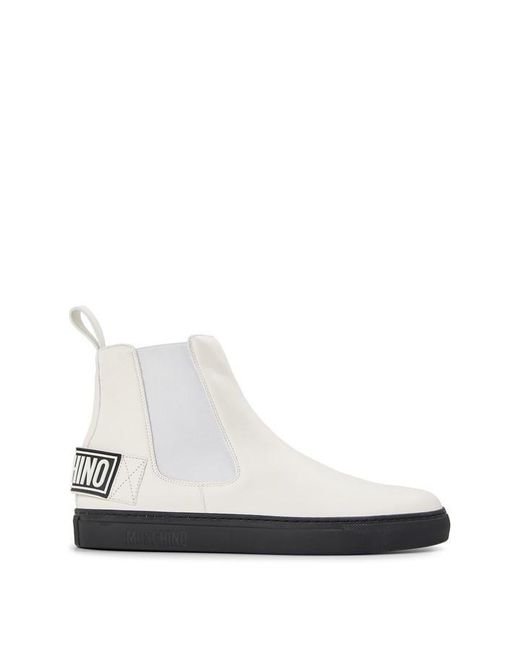 Moschino White Flat Ankle Boots for men