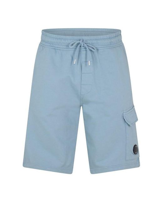 C P Company Blue Micro Lens Fleece Shorts for men