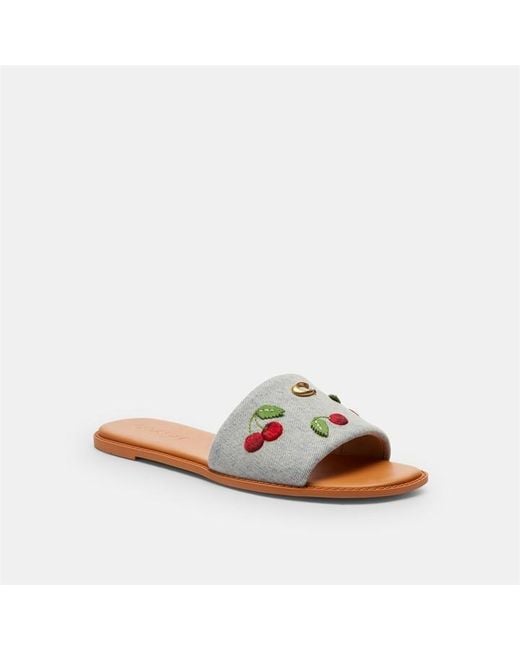 COACH Brown Holly Sandal With Cherries