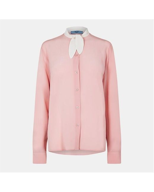 Prada Red Neck Tie Blouse