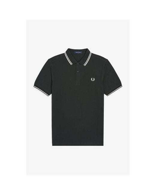 Fred Perry Black Short Sleeve Twin Tipped Polo Shirt for men