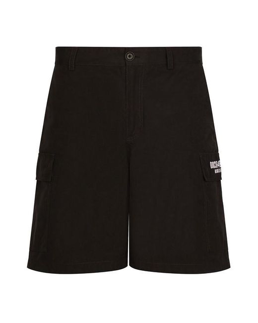 Dolce & Gabbana Black Dg Vib3 Patch Faille Cargo Shorts for men