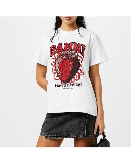 Ganni Red Strawberry T-shirt