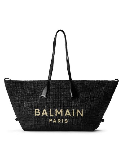 Balmain Black Raffia Tote Ld54