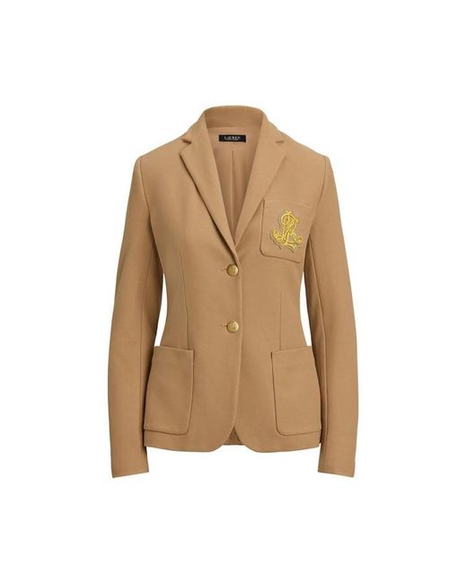 Ralph Lauren Natural Anfisa Cotton Long Sleeve Monogram Blazer