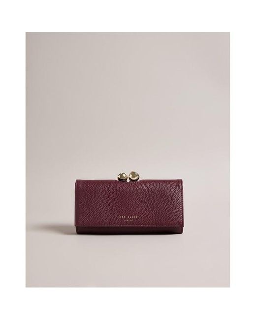 Ted Baker Purple Leather Josiey Crystal Top Purse