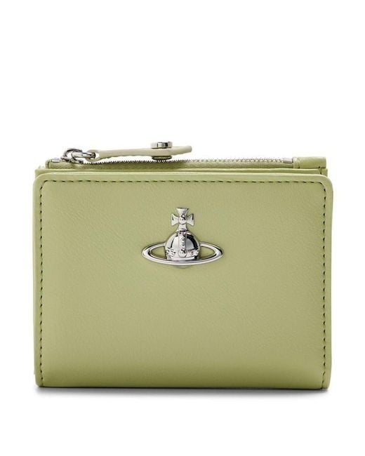 Vivienne Westwood Green Viv Slimflap Zip Around Purse