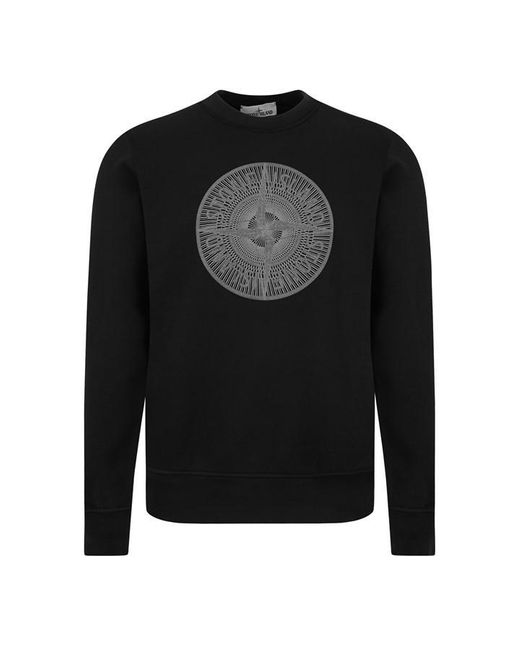 Stone Island Black Compass Logo Crew Neck for men