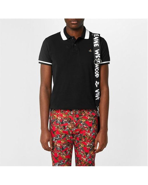 Vivienne Westwood Black Classic Tipped Polo Top for men