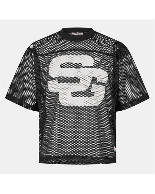 SUMMER GAMES Black Oversized Mesh T-Shirt for men