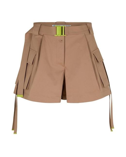 Off-White c/o Virgil Abloh Brown Gabardine Cargo Shorts