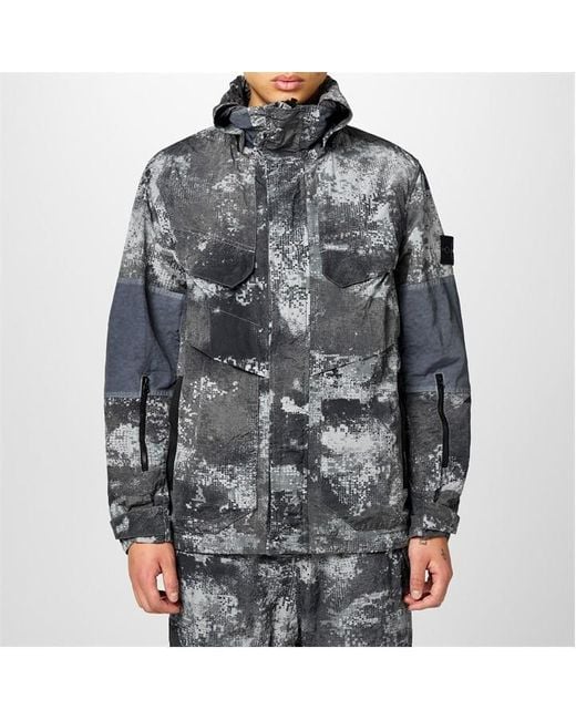 Stone Island Gray Camo Jacket for men