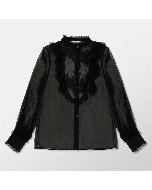 Valentino Black Sheer Chiffon Blouse