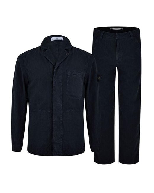 Stone Island Blue Garment Dyed Suit for men