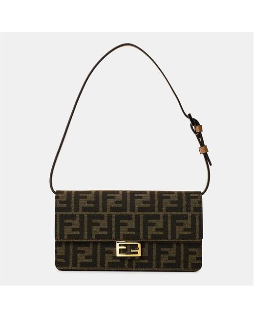 Fendi Black Wallet On Chain Baguette