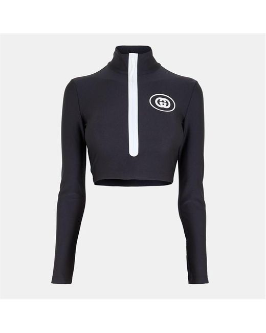 Gucci Blue Long Sleeve Cropped Crop Top
