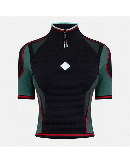 Casablanca Black Zipped Long Sleeve T-Shirt